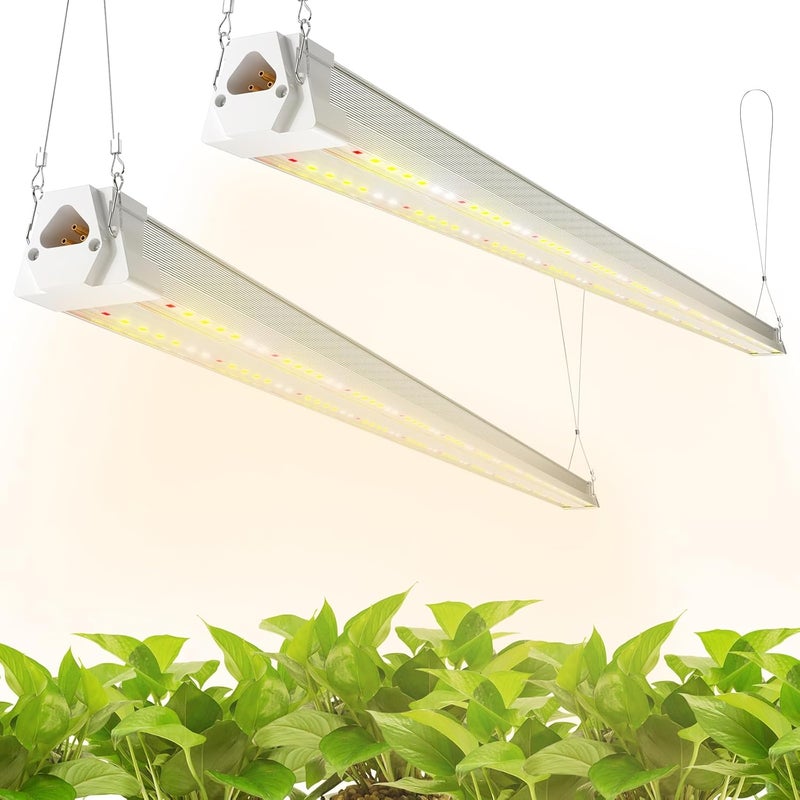 FREELICHT 2 Pack 4FT LED Grow Light, 40W (250W Equivalent), Full Spectrum Sunlight Growing Lamp Fixture, Linkable Hanging Plant Light for Hydroponic Indoor Plants Seeding, Plug-in with On/Off Switch - Image 1